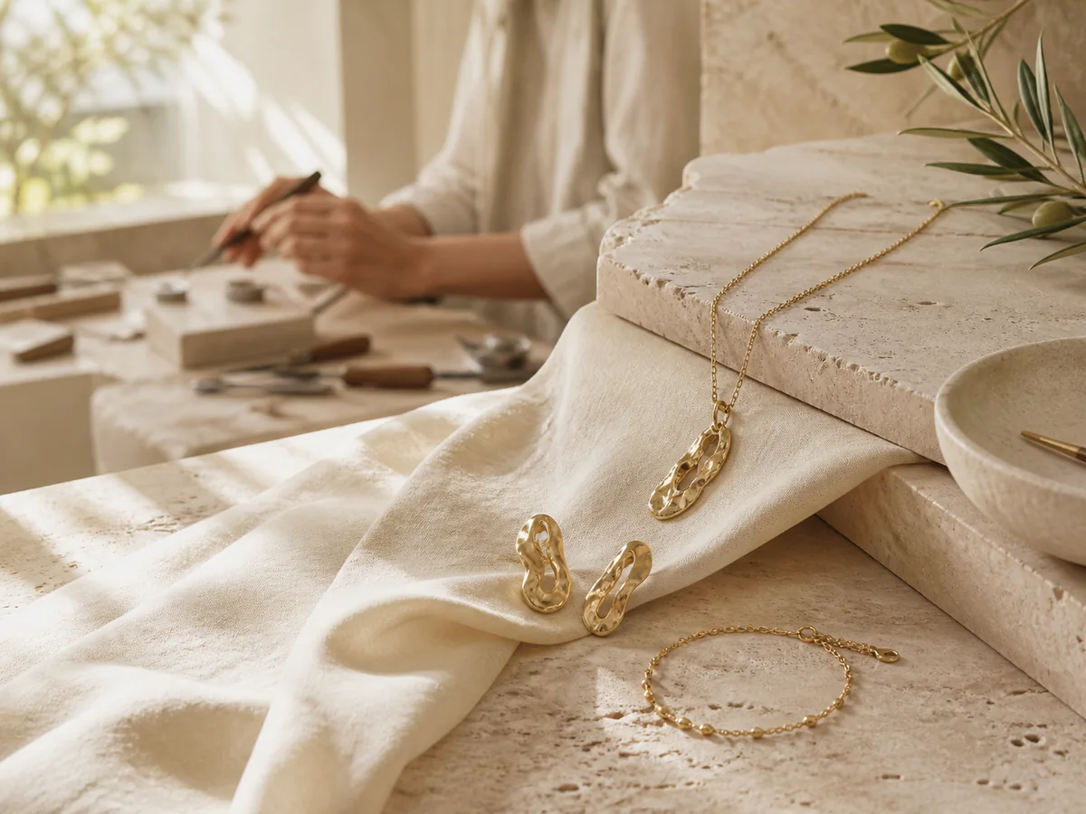 Original fictional Aurelia Atelier jewellery catalogue scene