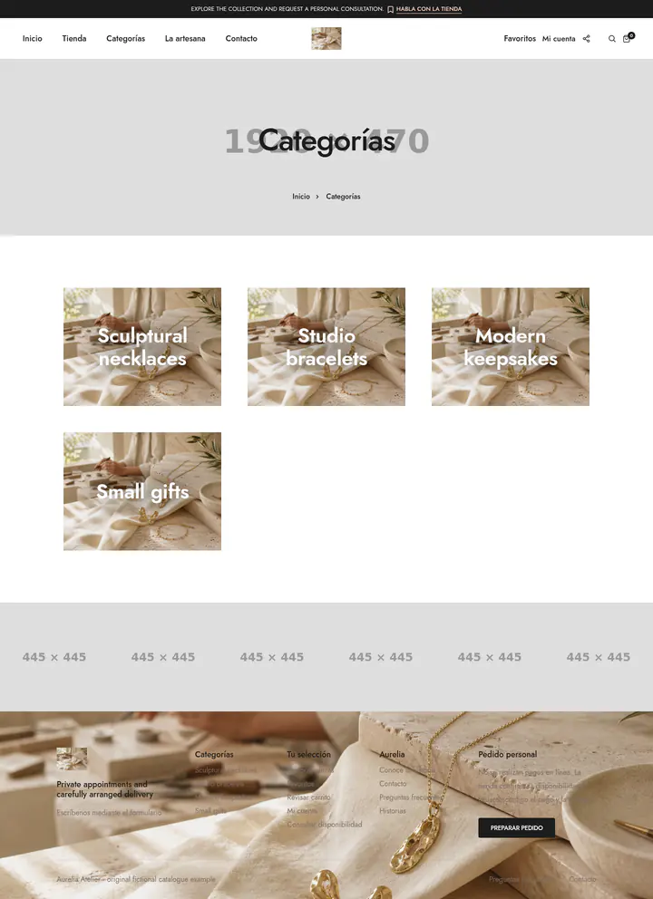 Collections page shown at desktop size