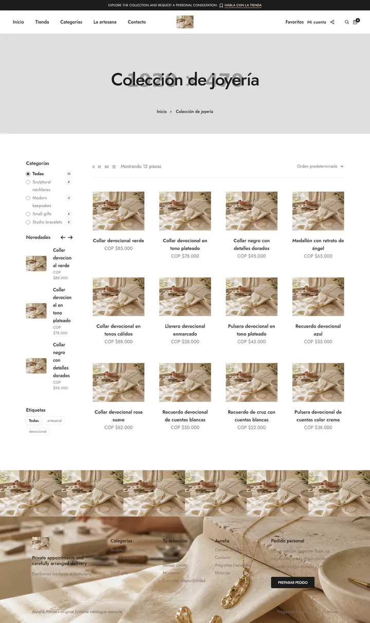 Shop page shown at desktop size