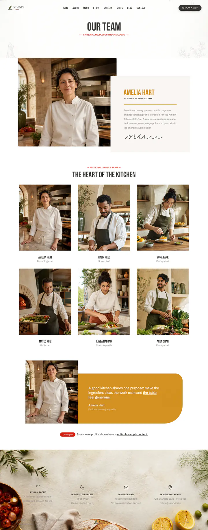 Chefs page shown at desktop size