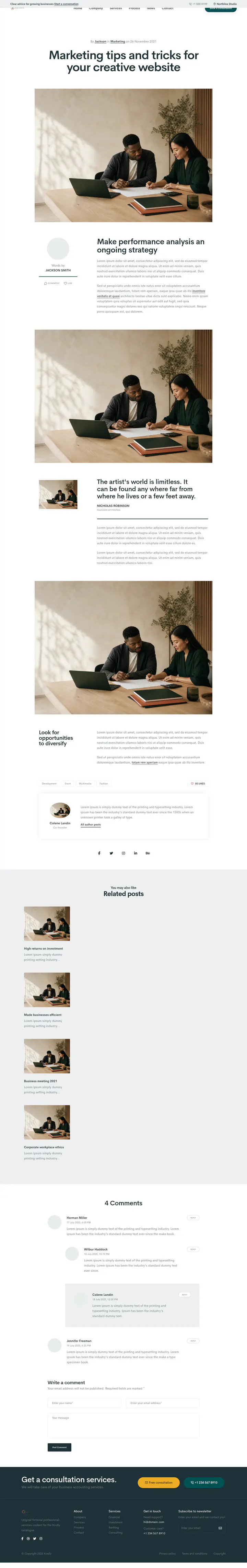 Article page shown at desktop size