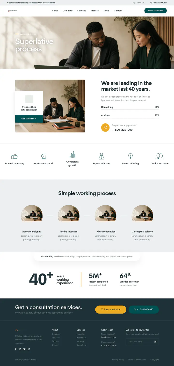 Process page shown at desktop size