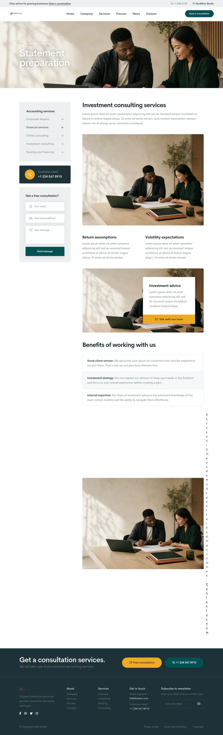Service details page shown at desktop size