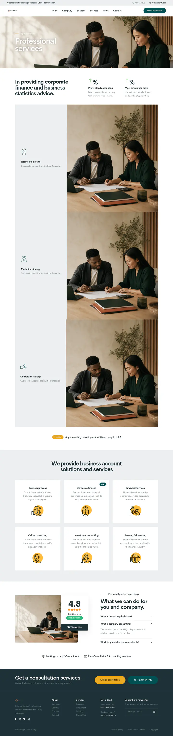Services page shown at desktop size